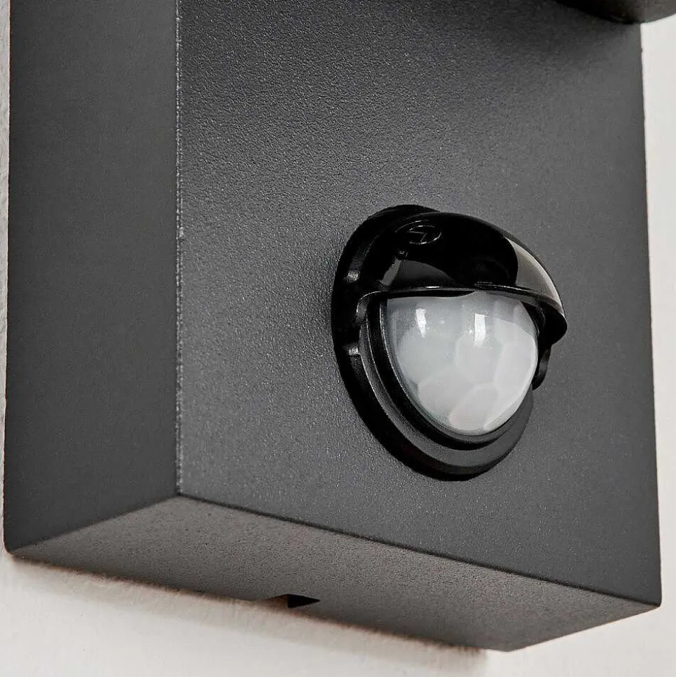 Applique Murale D'Exterieur Kingstown Anthracite, Transparent, 2 Lumieres, Detecteur De Mouvement