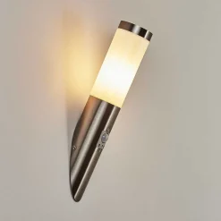 Applique Murale D'Exterieur Sessa Nickel Mat, 1 Lumiere, Detecteur De Mouvement