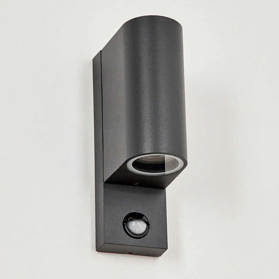 Applique Murale D'Exterieur Kingstown Anthracite, Transparent, 2 Lumieres, Detecteur De Mouvement