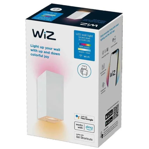 Applique Murale Philips Wiz Up&Down Led Blanc, 2 Lumieres, Changeur De Couleurs