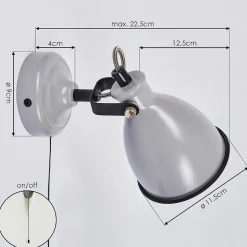 Applique Murale Selki Gris, Noir, 1 Lumiere