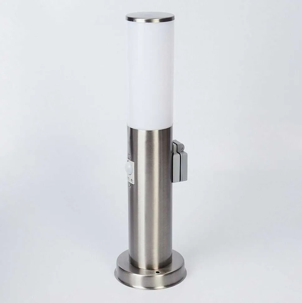 Borne Lumineuse Caserta Nickel Mat, 1 Lumiere, Detecteur De Mouvement