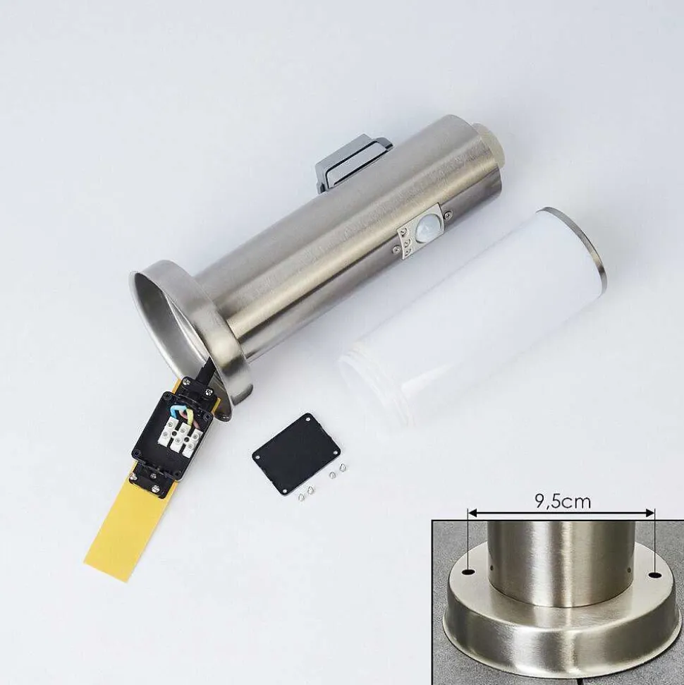 Borne Lumineuse Caserta Nickel Mat, 1 Lumiere, Detecteur De Mouvement