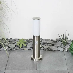 Borne Lumineuse Caserta Nickel Mat, 1 Lumiere, Detecteur De Mouvement