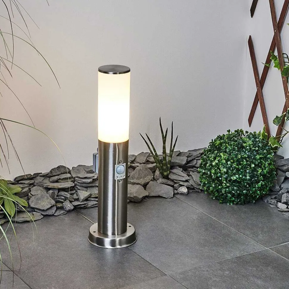 Borne Lumineuse Caserta Nickel Mat, 1 Lumiere, Detecteur De Mouvement