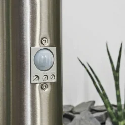 Borne Lumineuse Caserta Nickel Mat, 1 Lumiere, Detecteur De Mouvement