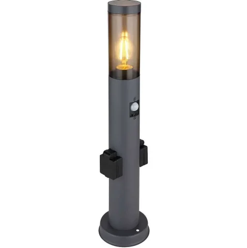 Borne Lumineuse Globo Boston Anthracite, 1 Lumiere, Detecteur De Mouvement