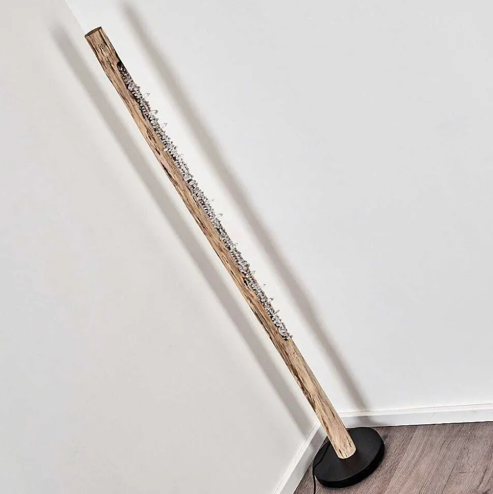 Lampadaire Bansberia Led Bois Clair, Noir, 1 Lumiere