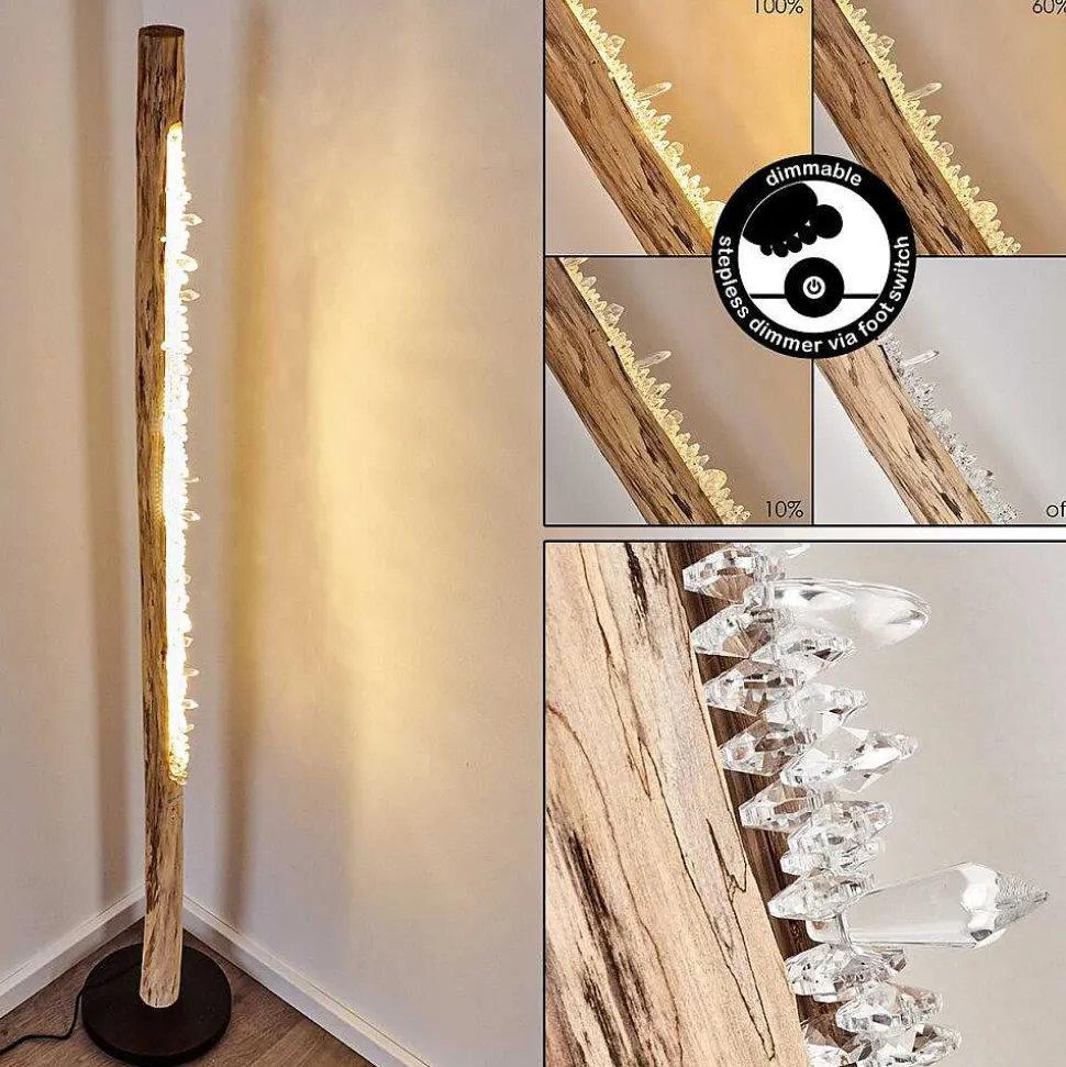 Lampadaire Bansberia Led Bois Clair, Noir, 1 Lumiere