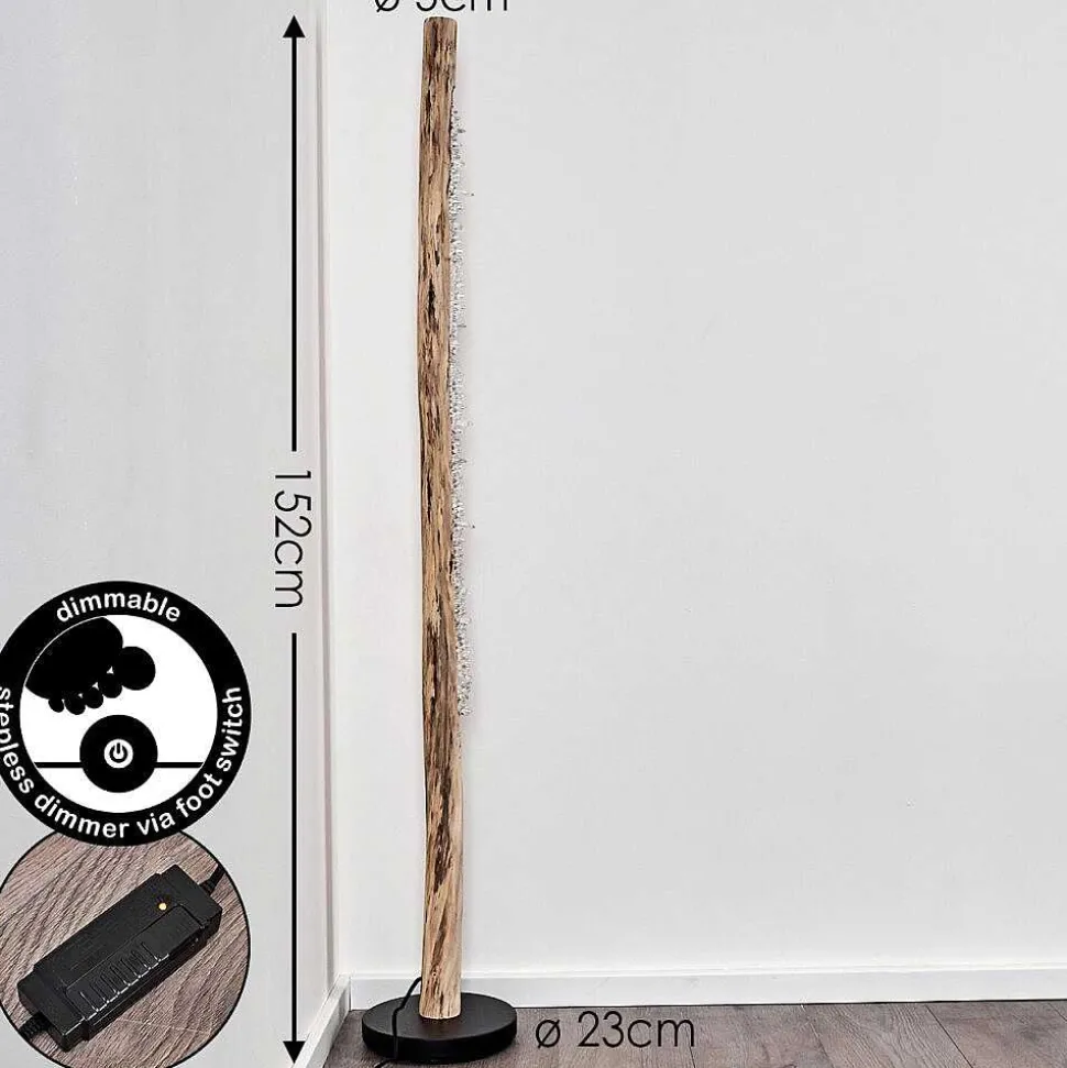 Lampadaire Bansberia Led Bois Clair, Noir, 1 Lumiere