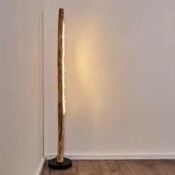 Lampadaire Bansberia Led Bois Clair, Noir, 1 Lumiere