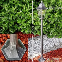 Lampadaire Exterieur Lignac Noir, Argente, 1 Lumiere