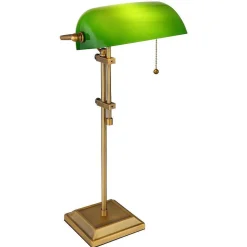 Lampe De Banquier Globo Antique Vieux Laiton, 1 Lumiere