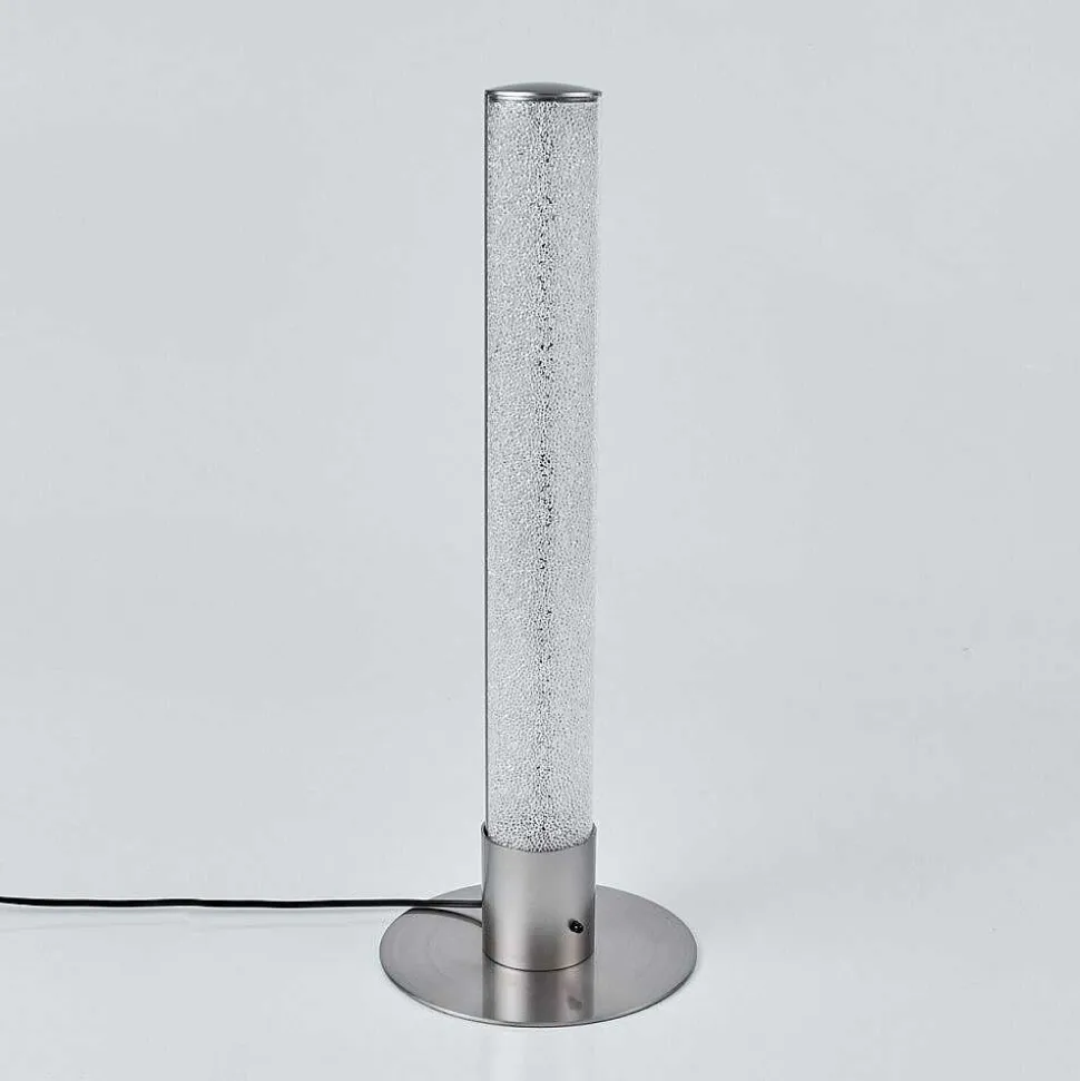 Lampe De Table Flaut Led Nickel Mat, 1 Lumiere, Telecommandes, Changeur De Couleurs