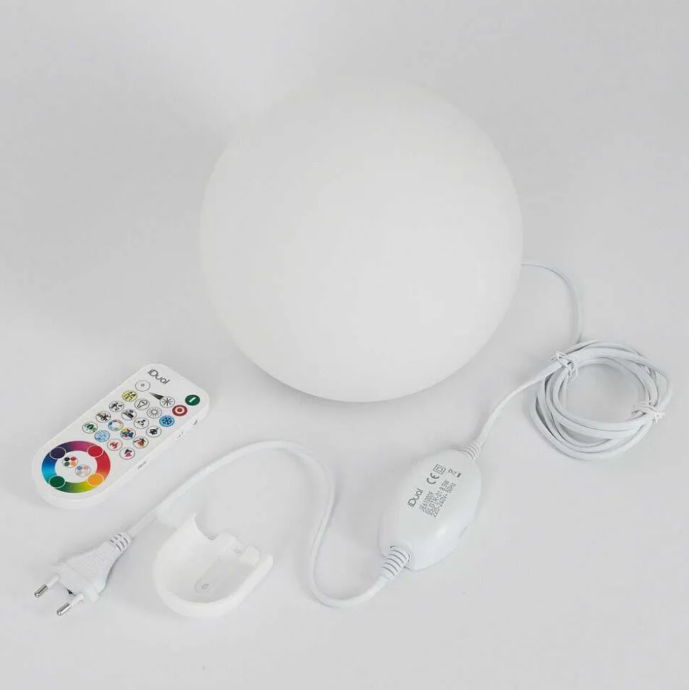 Lampe De Table Idual Dahlia Led Nickel Mat, 1 Lumiere, Telecommandes, Changeur De Couleurs