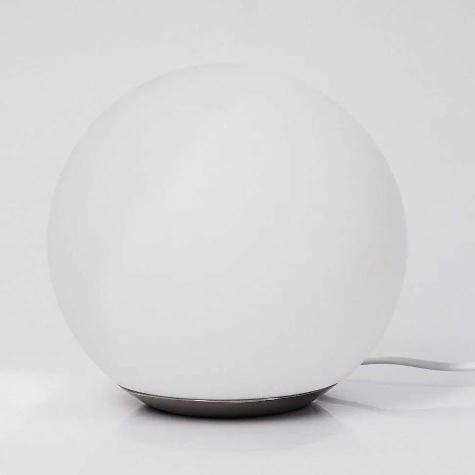 Lampe De Table Idual Dahlia Led Nickel Mat, 1 Lumiere, Telecommandes, Changeur De Couleurs