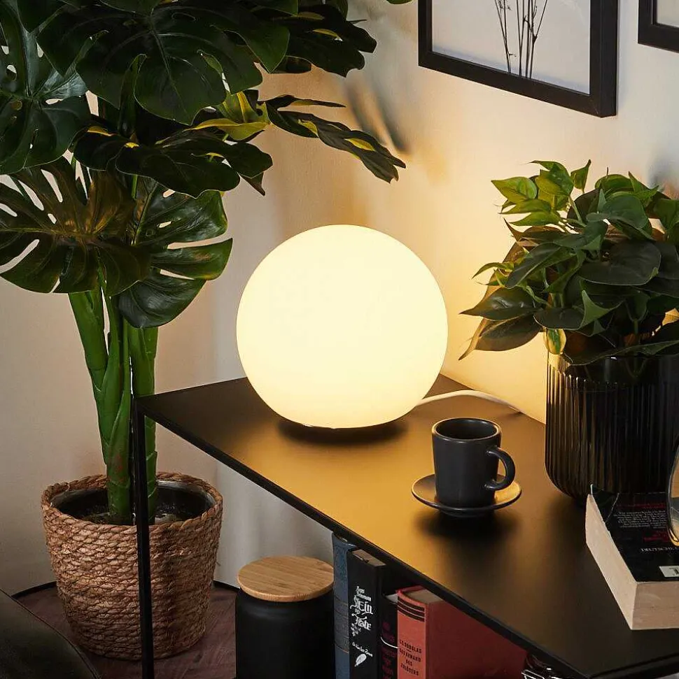 Lampe De Table Idual Dahlia Led Nickel Mat, 1 Lumiere, Telecommandes, Changeur De Couleurs