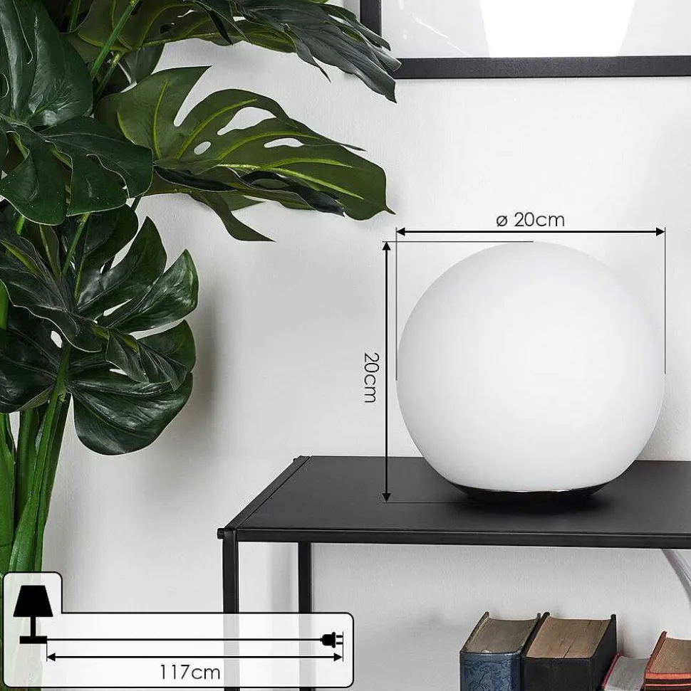 Lampe De Table Idual Dahlia Led Nickel Mat, 1 Lumiere, Telecommandes, Changeur De Couleurs