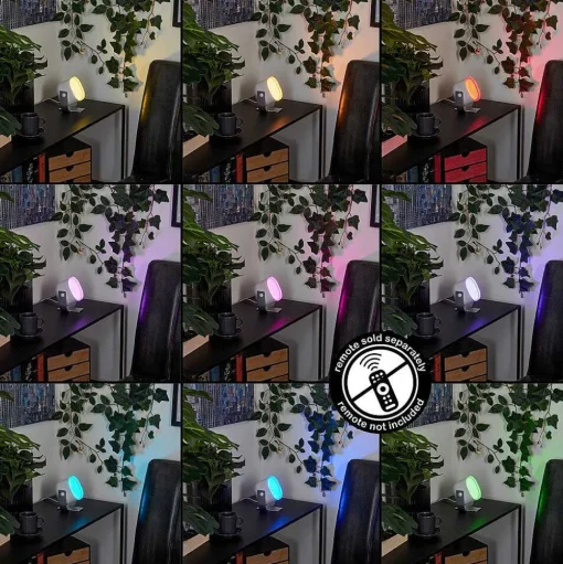 Lampe De Table Idual Lilas Led Argente, 1 Lumiere, Changeur De Couleurs