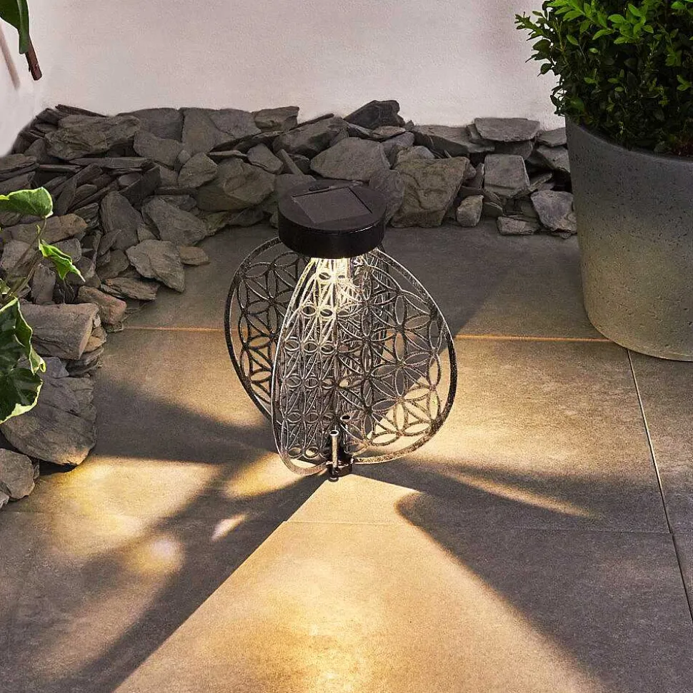 Lampe Solaire Mesan Led Noir, Argente, 1 Lumiere