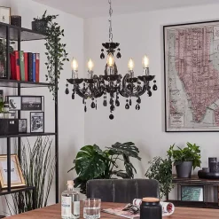 Lustre Malmback Chrome, Noir, 5 Lumieres