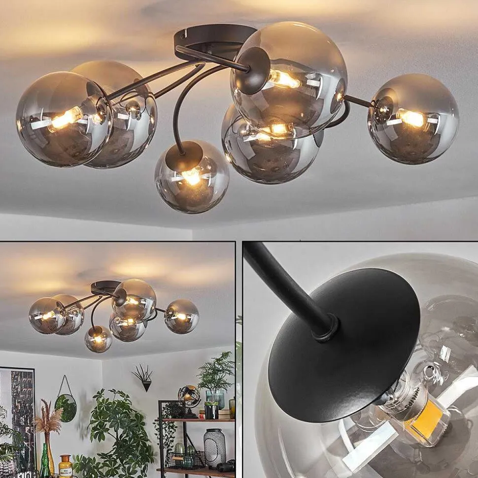 Plafonnier - Verre Chehalis Fume, 6 Lumieres