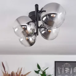 Plafonnier - Verre Chehalis Clair, Fume, 4 Lumieres