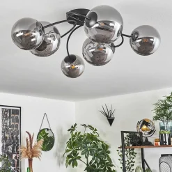 Plafonnier - Verre Chehalis Fume, 6 Lumieres