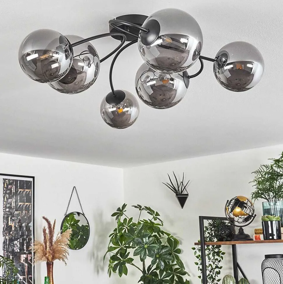 Plafonnier - Verre Chehalis Fume, 6 Lumieres