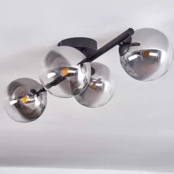 Plafonnier - Verre Chehalis Clair, Fume, 4 Lumieres