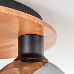 Plafonnier - Verre Koyoto Ecru, Noir, 3 Lumieres