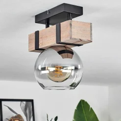 Plafonnier - Verre Montgomery Ecru, Noir, 1 Lumiere