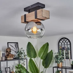 Plafonnier - Verre Montgomery Ecru, Noir, 1 Lumiere