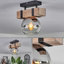 Plafonnier - Verre Montgomery Ecru, Noir, 1 Lumiere