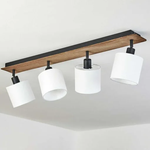 Plafonnier Alsen Bois Fonce, Noir, 4 Lumieres