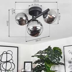 Plafonnier Chariton Led Noir, 3 Lumieres