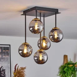 Plafonnier Chehalis Laiton, Noir, 5 Lumieres