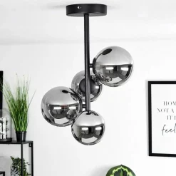 Plafonnier Chehalis Noir, 4 Lumieres