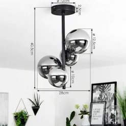 Plafonnier Chehalis Noir, 4 Lumieres