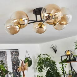 Plafonnier Chehalis Or, Noir, 6 Lumieres