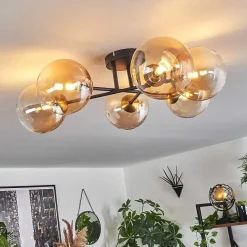 Plafonnier Chehalis Or, Noir, 6 Lumieres