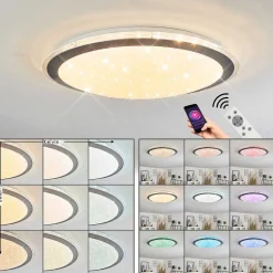 Plafonnier Gorgonta Led Blanc, 2 Lumieres, Telecommandes, Changeur De Couleurs