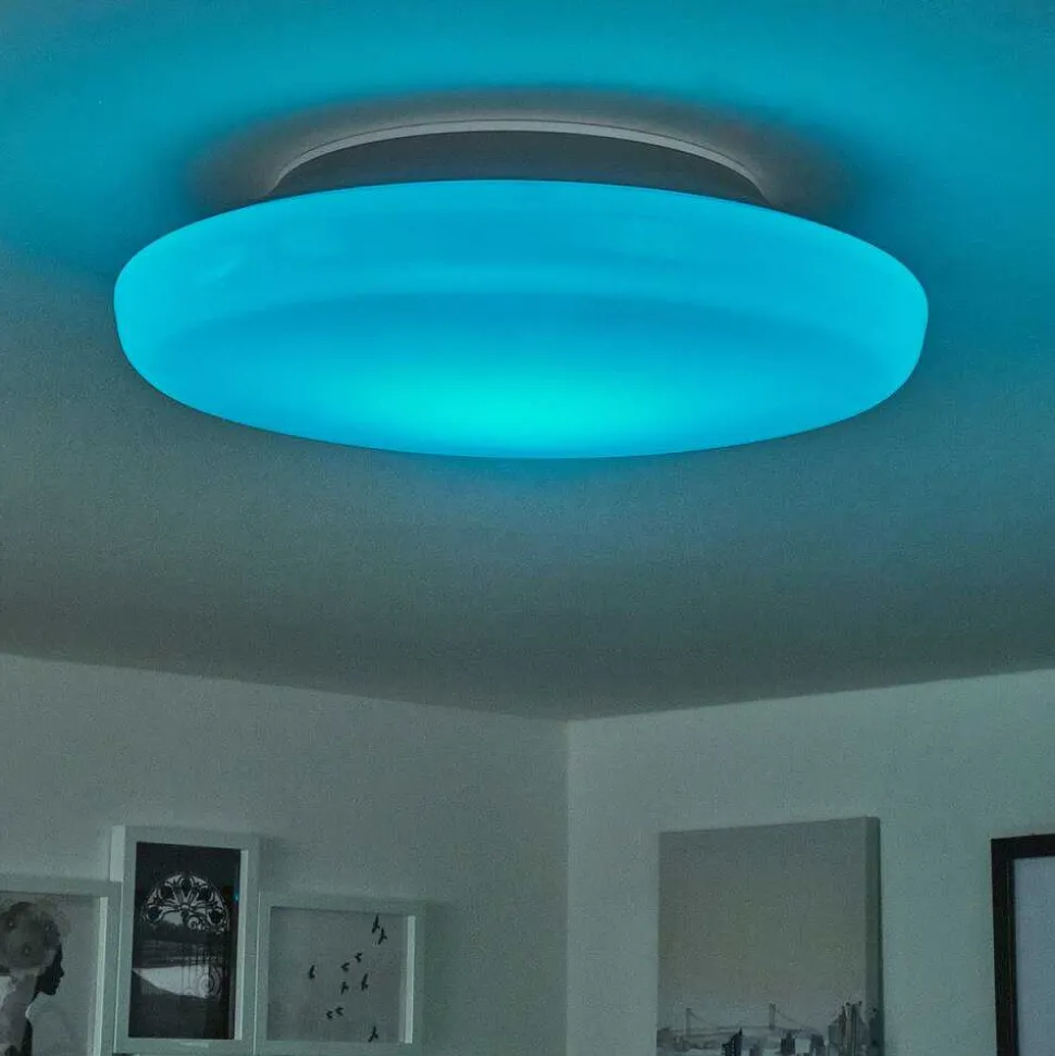 Plafonnier Idual Chloe Led Argente, Blanc, 1 Lumiere, Telecommandes, Changeur De Couleurs