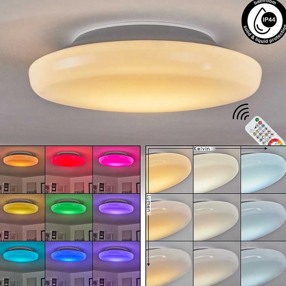 Plafonnier Idual Chloe Led Argente, Blanc, 1 Lumiere, Telecommandes, Changeur De Couleurs