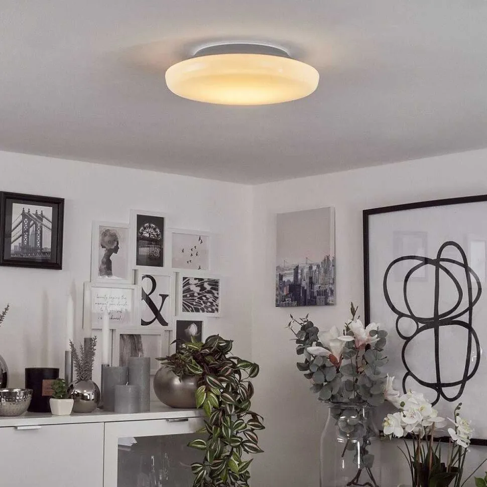 Plafonnier Idual Chloe Led Argente, Blanc, 1 Lumiere, Telecommandes, Changeur De Couleurs