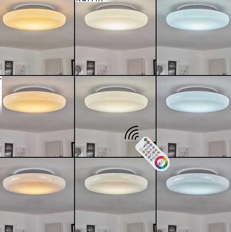 Plafonnier Idual Chloe Led Argente, Blanc, 1 Lumiere, Telecommandes, Changeur De Couleurs