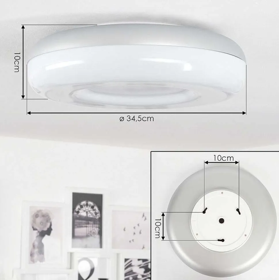 Plafonnier Idual Daphnis Led Argente, Blanc, 1 Lumiere, Telecommandes, Changeur De Couleurs