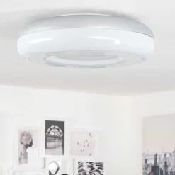 Plafonnier Idual Daphnis Led Argente, Blanc, 1 Lumiere, Telecommandes, Changeur De Couleurs