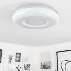 Plafonnier Idual Daphnis Led Argente, Blanc, 1 Lumiere, Telecommandes, Changeur De Couleurs