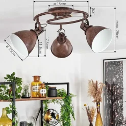 Plafonnier Koppom Rouille, 3 Lumieres